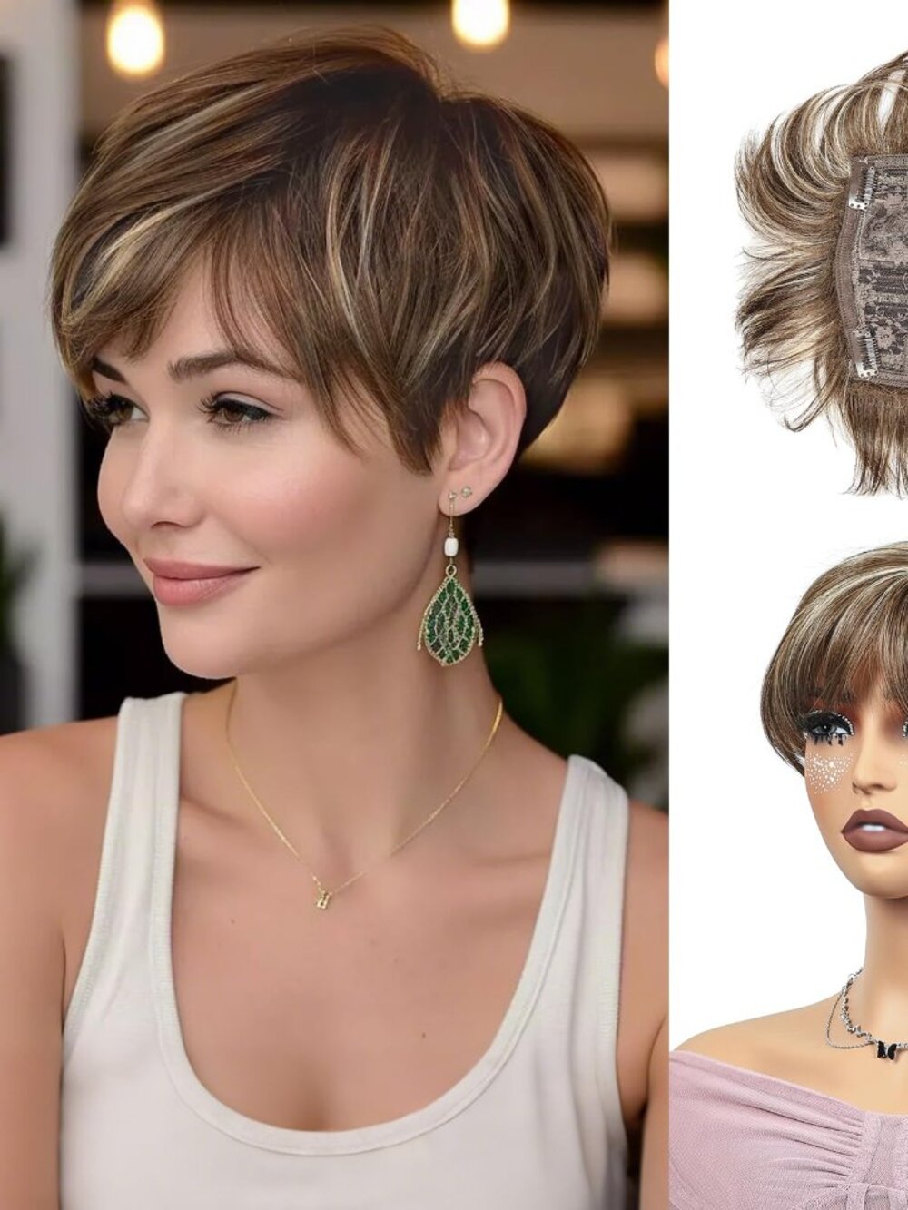 PHOCAS Short Hair Topper Hairpiece For Women with Thinning Hair - Topper w Bangs
